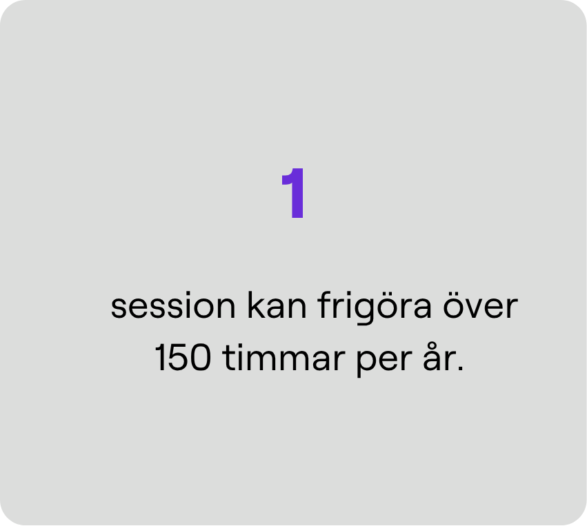 1 session kan frigora 150 timmar